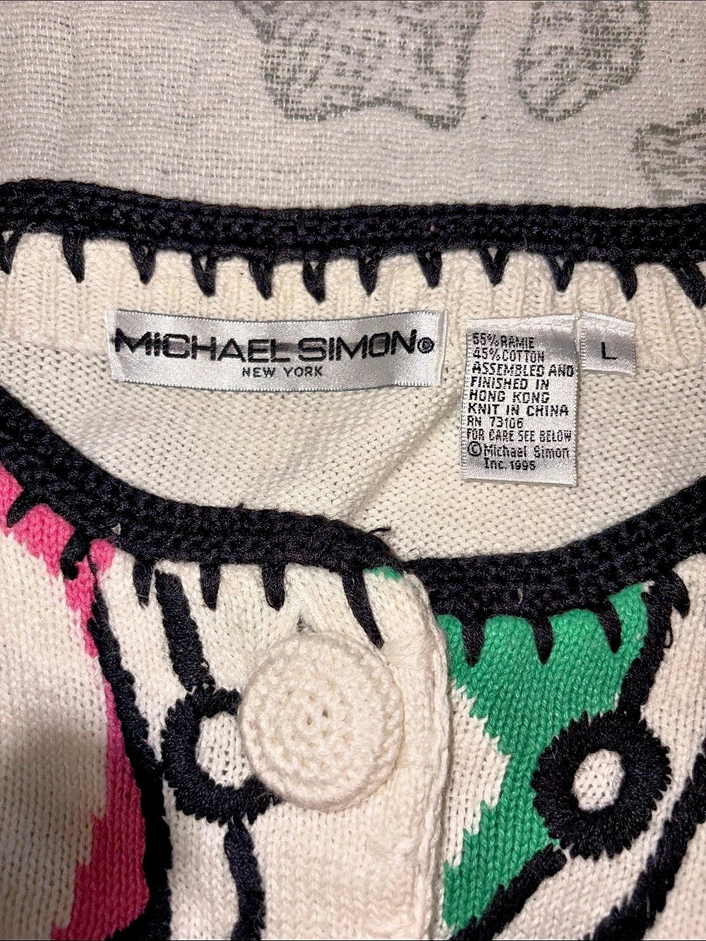 Michael Simon Multicolor Art Knit Cardigan Size Large - Picture 10 of 10